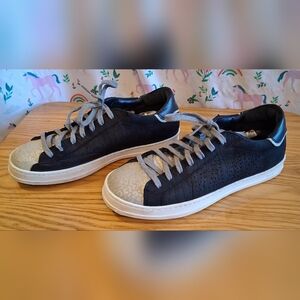 P448 John Black Zebra Italian Leather Casual Streetwear Sneaker Shoe SZ 6 36EU